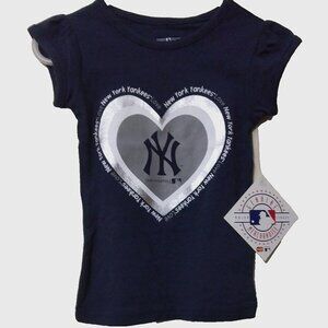New Officially Licenced Genuine Blue Girls New York Yankees T-shirt Heart 12M